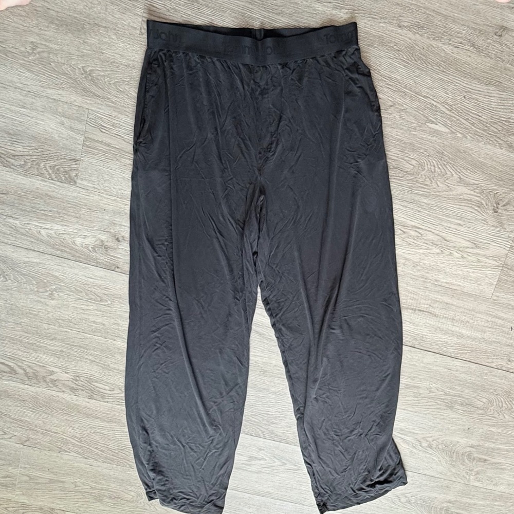 Tommy John Second Skin Lounge Pants Mens Large Black Micro Modal Spandex Relaxed